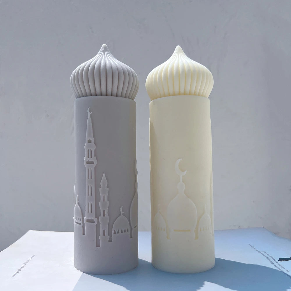 Islamic Mosque Silhouette Ramadan Pillar Candle Silicone Mold