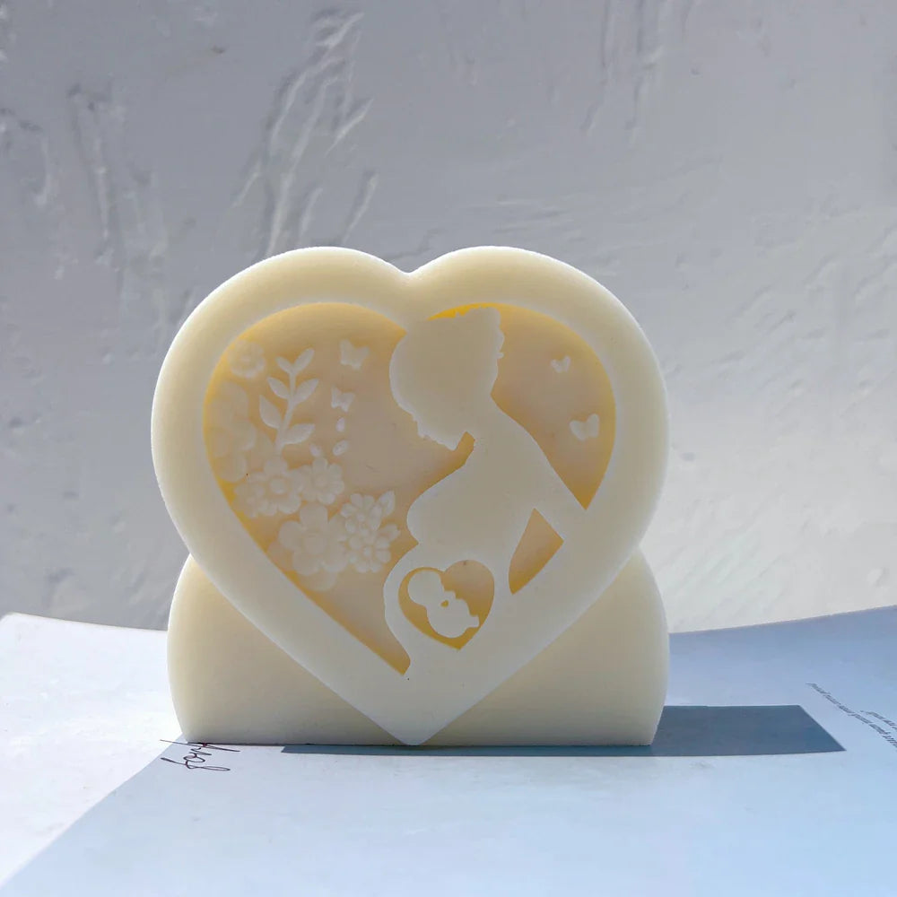 Heart Shaped Figurine Mother Candle Mold