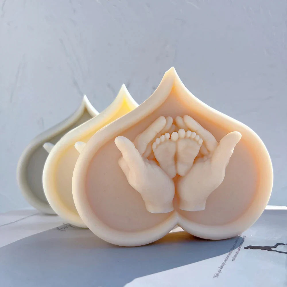 Cherished Baby Feet in Hands Candle Mold