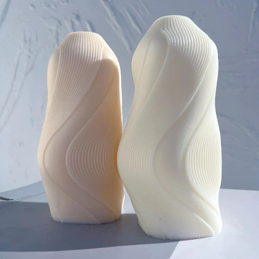 Unique Wave Twirl Ribbed Candle Mold