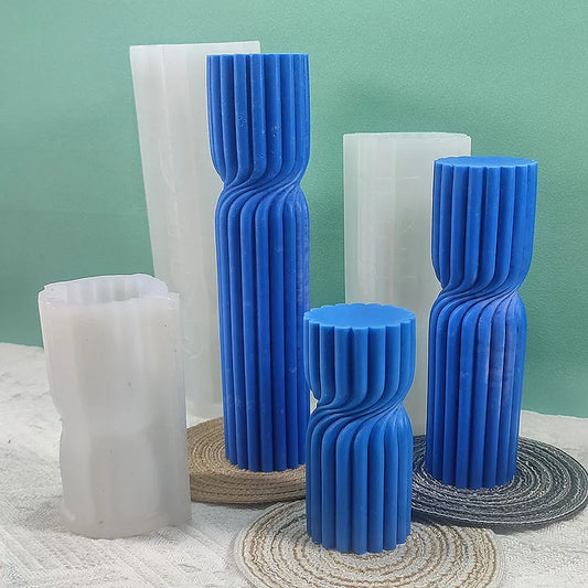 Cylindrical Stripe Pillar Candle Mold