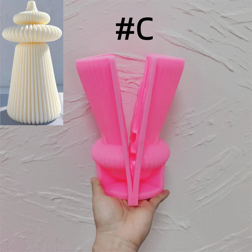 Cylindrical Striped Pillar Candle Mold