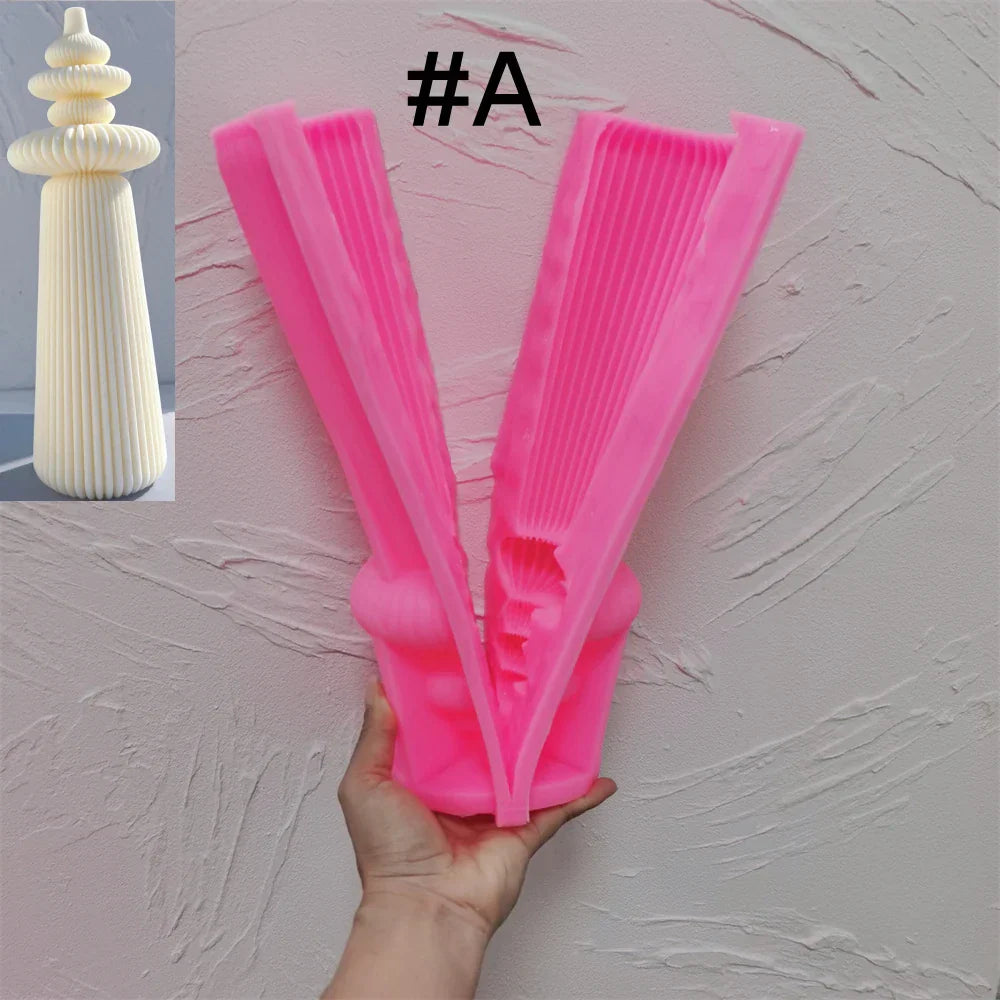 Cylindrical Striped Pillar Candle Mold