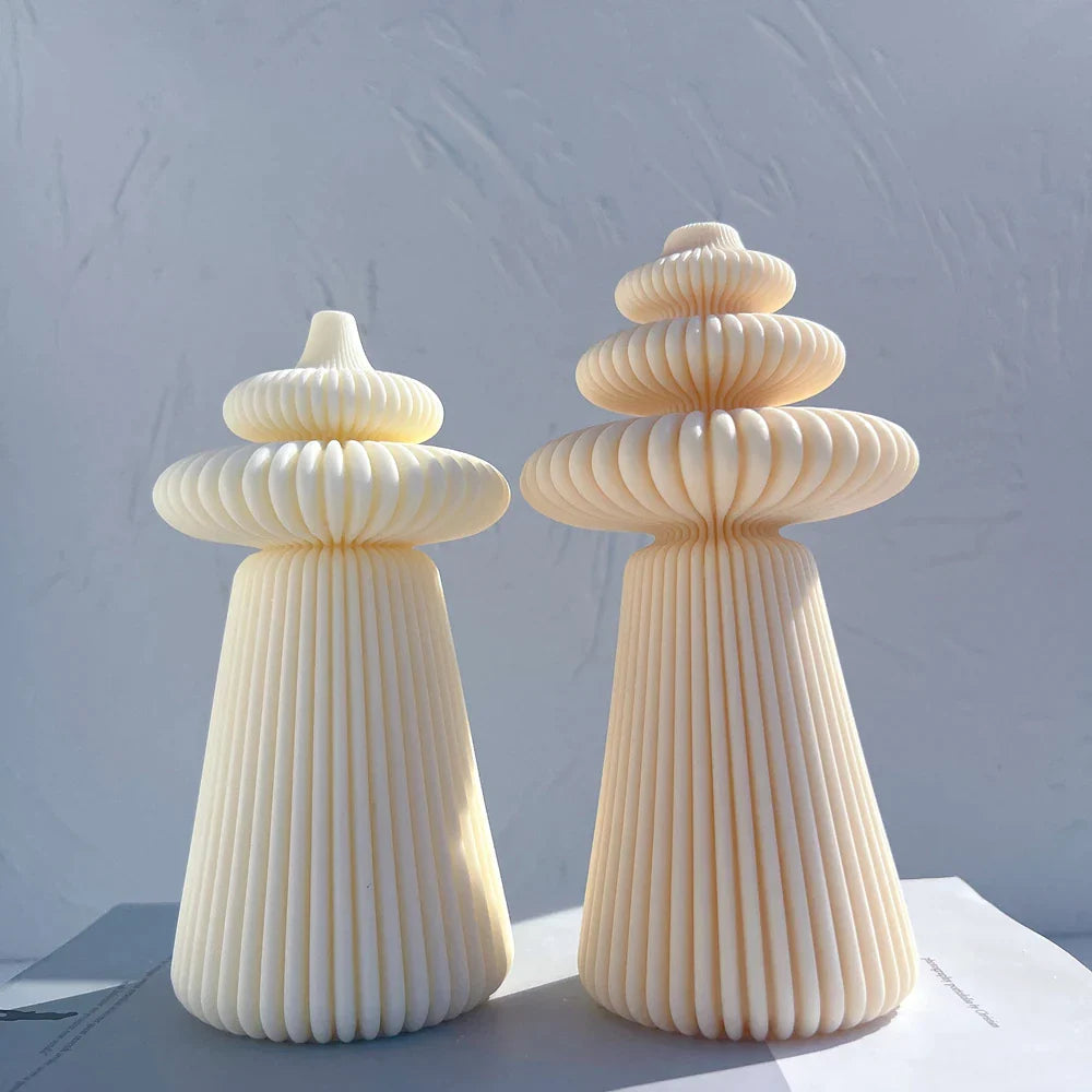 Cylindrical Striped Pillar Candle Mold
