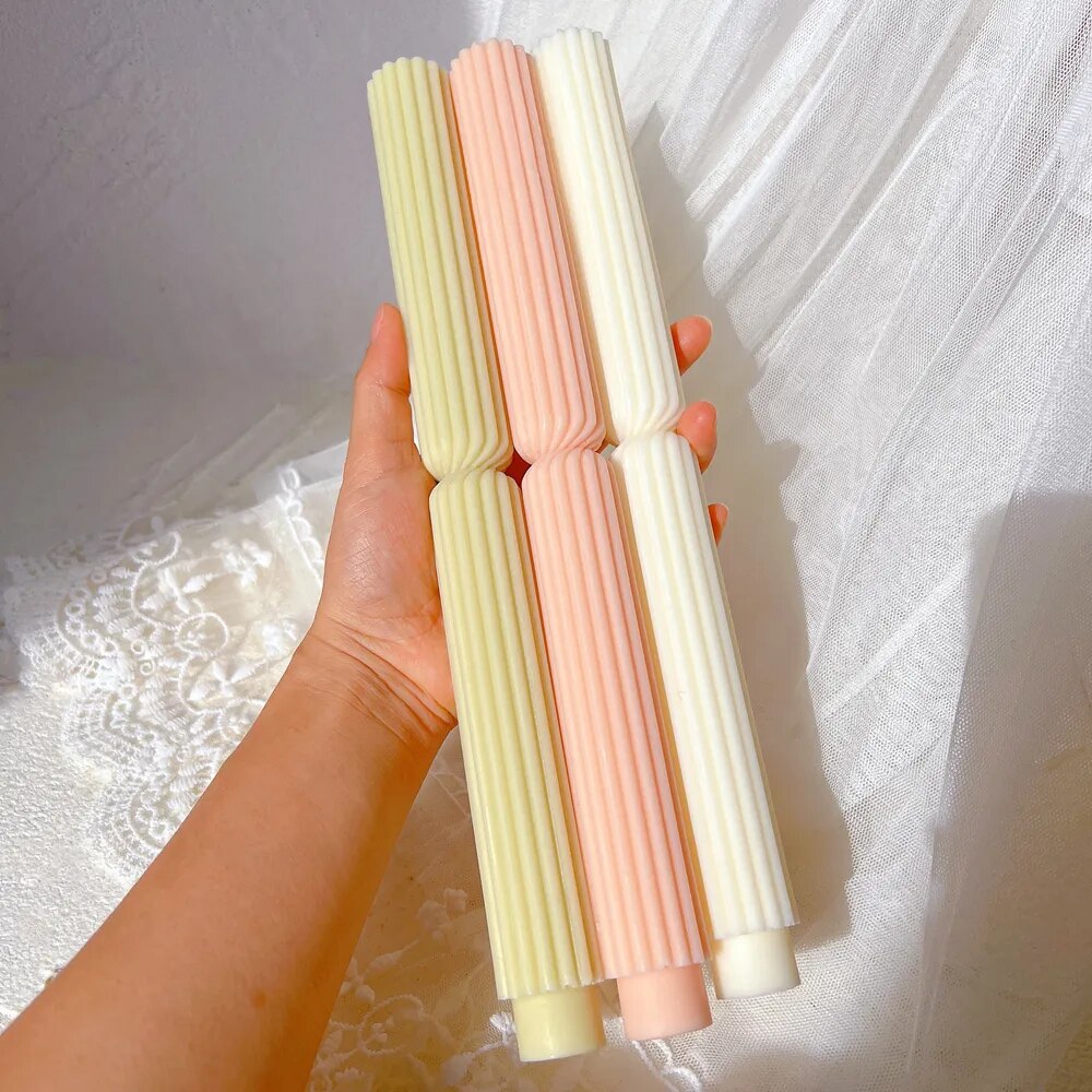 Striped Roman Column Taper Candles Mold