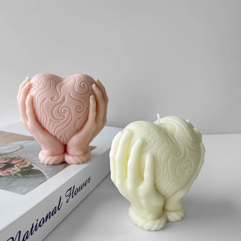 Holding Heart Love Candle Mold