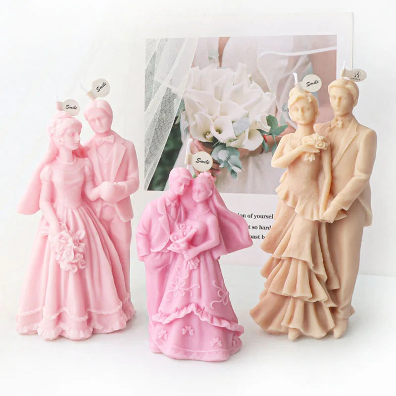 Bride and groom Wedding Ceremony Candle Mold Silicone