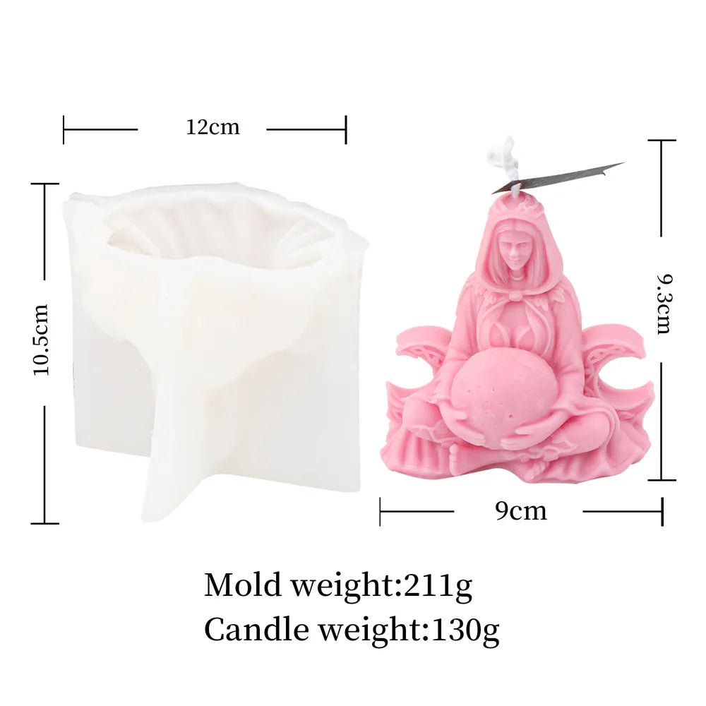 Triple Moon Goddess Cerridwen Candle Mold
