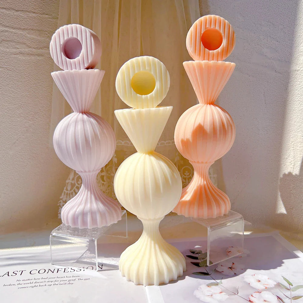 Vase Shape Sculptured Pillar Candle Mold
