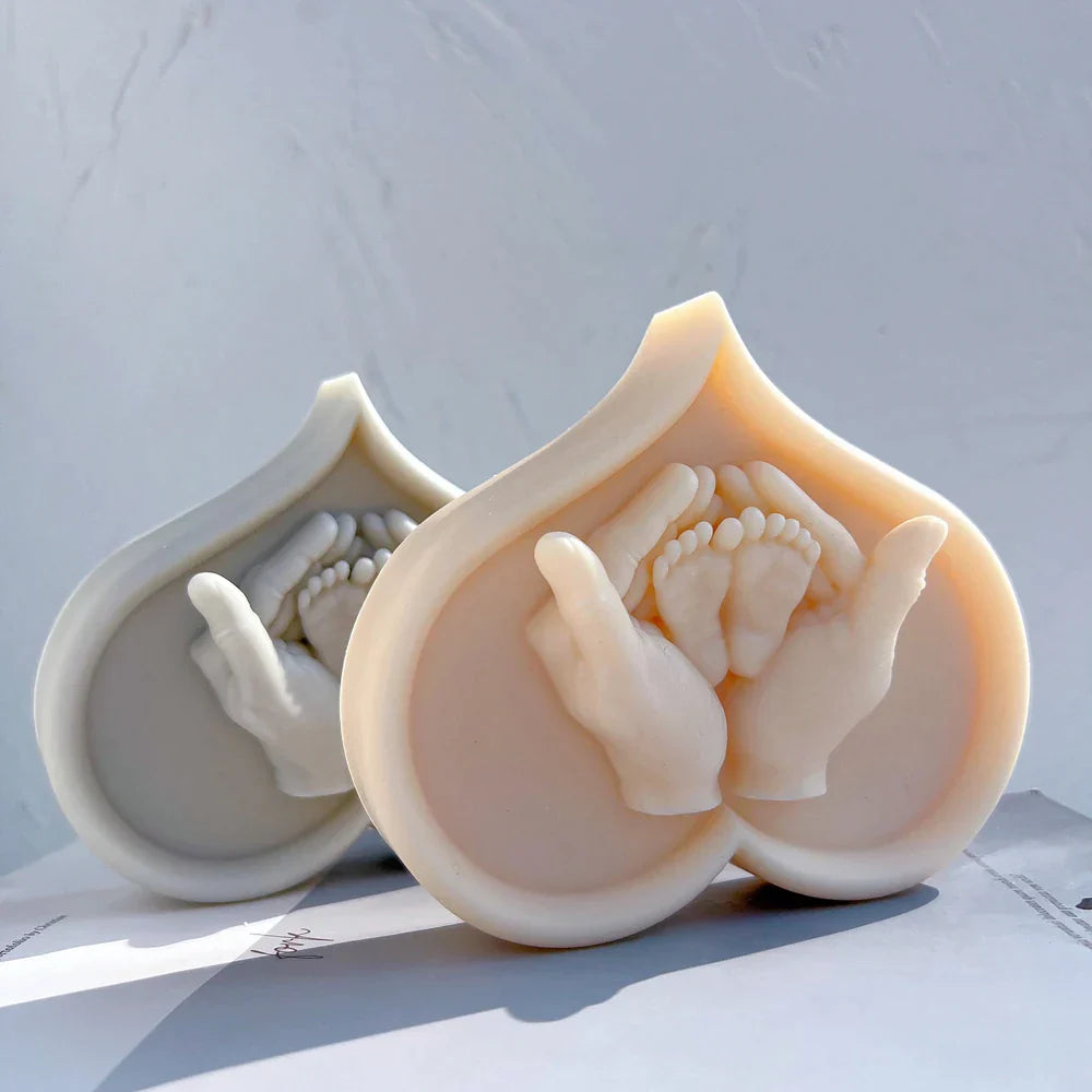 Cherished Baby Feet in Hands Candle Mold