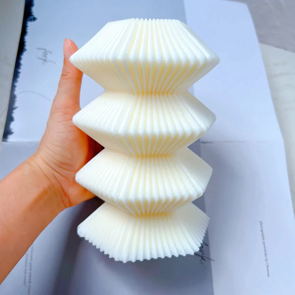 Hexagon Ribbed Pillar Silicone Candle Mold