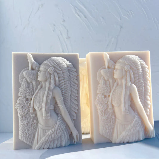 Ameican Indian Hunter Woman Candle Mold
