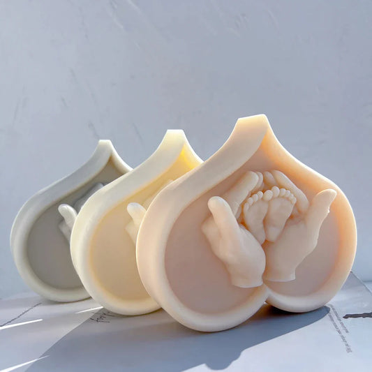 Cherished Baby Feet in Hands Candle Mold