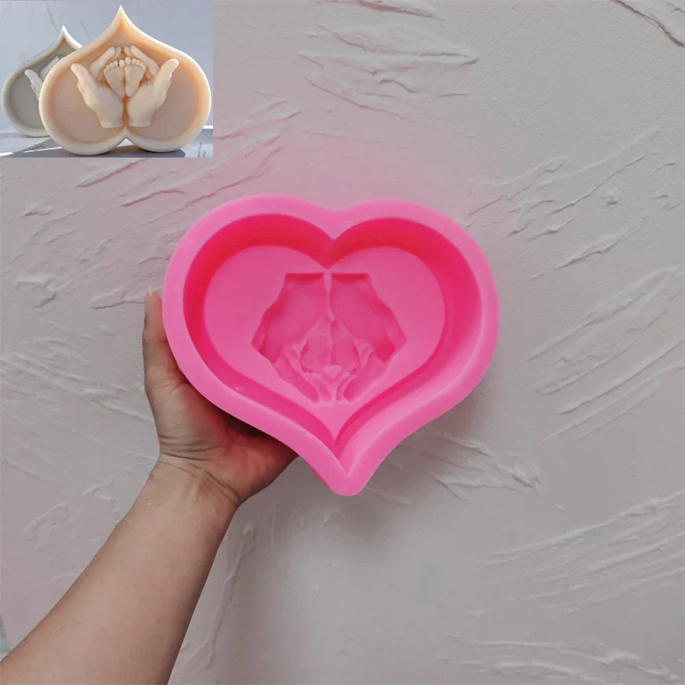 Cherished Baby Feet in Hands Candle Mold