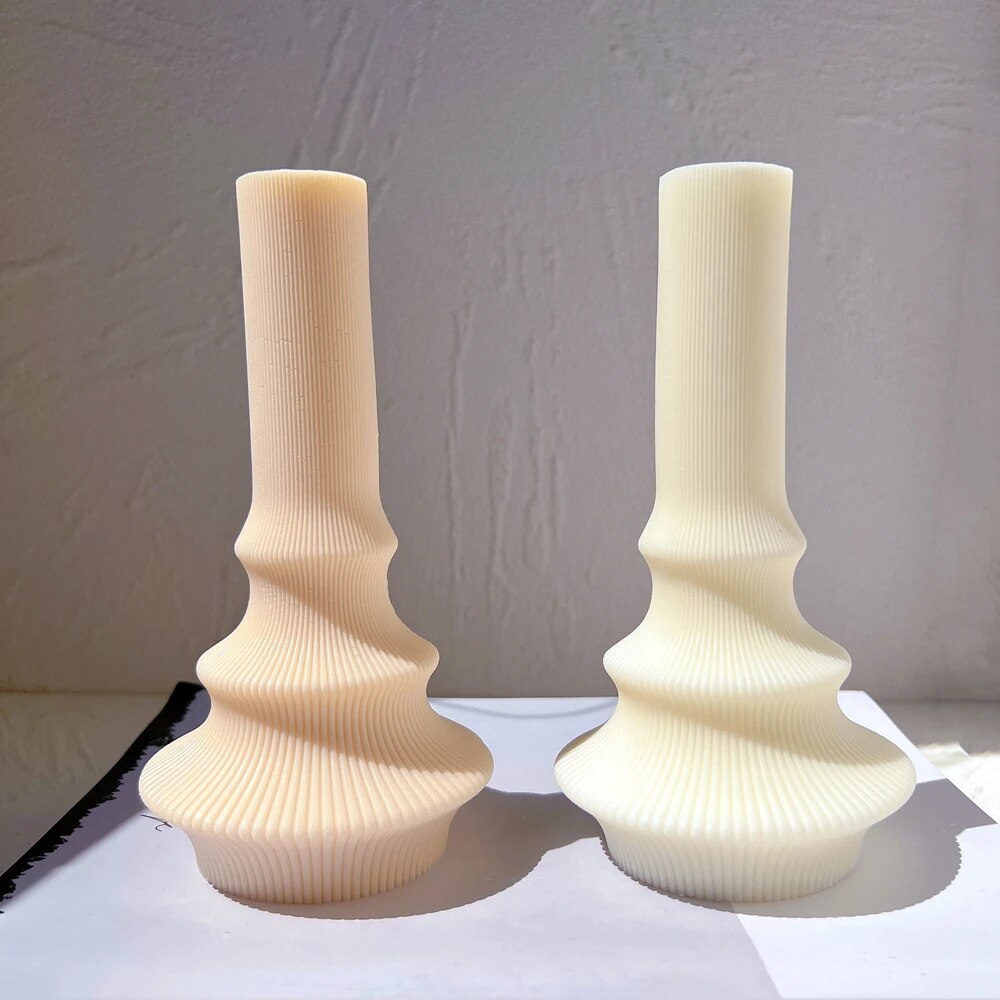 Abstract Cylindrical Striped Tall Pillar Candle Mold