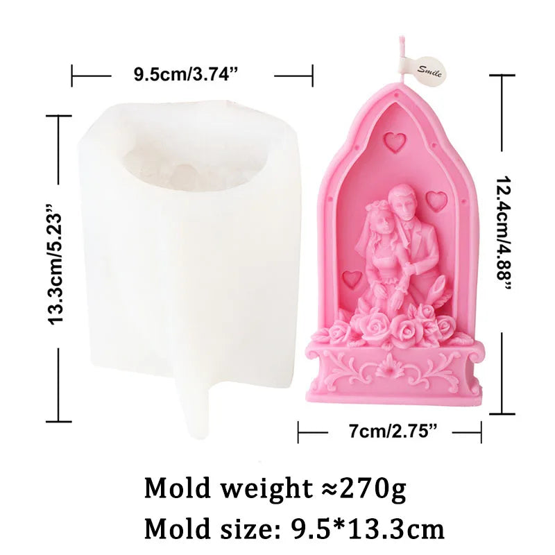 Bride and groom Wedding Ceremony Candle Mold Silicone