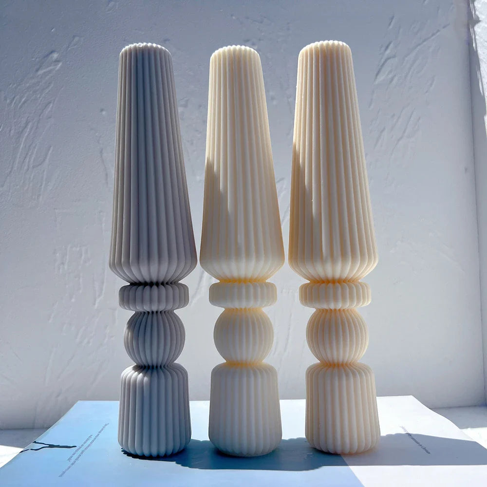 Geometric Abstract Decorative Striped Tall Candle Silicone Mold