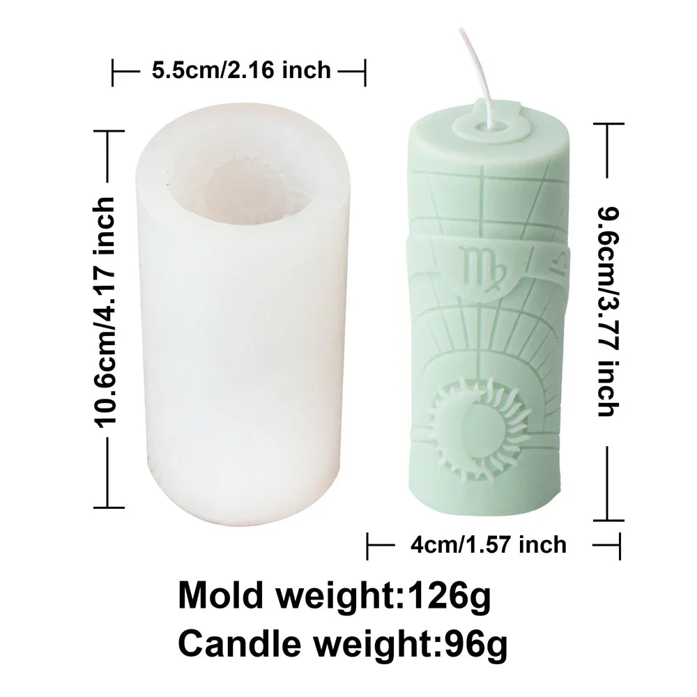 3D Constellation Pillar Candle Mold for Zodiac Designs