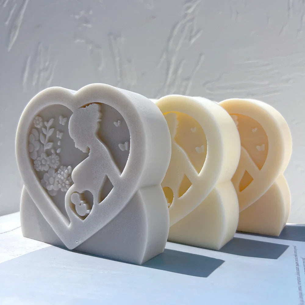 Heart Shaped Figurine Mother Candle Mold
