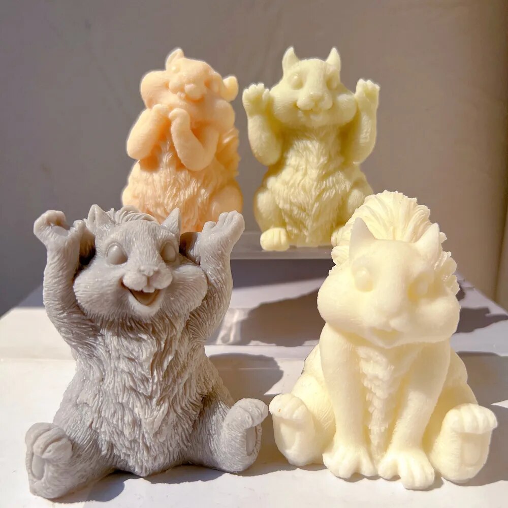 Cute Squirrel Silicone Candle Mold