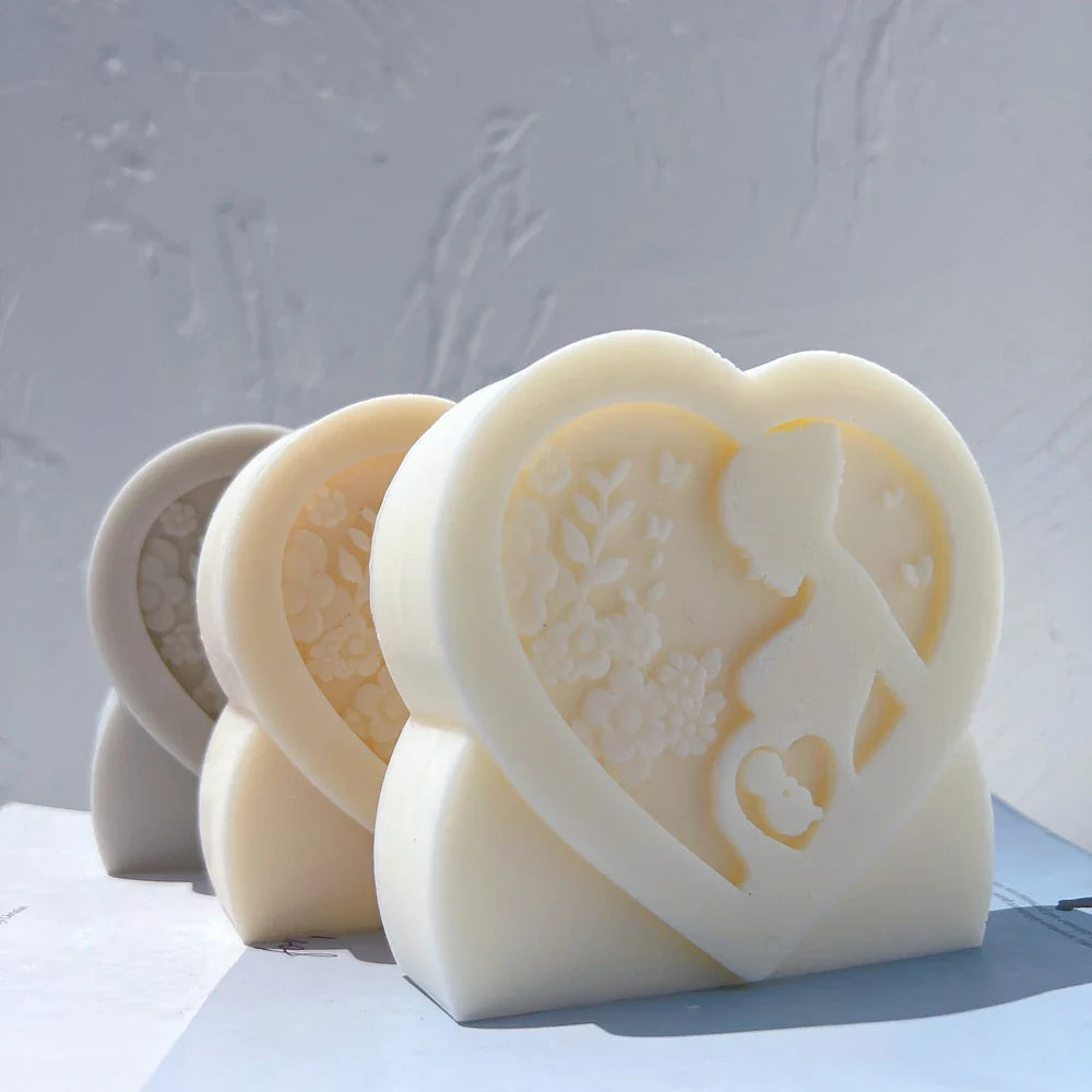 Heart Shaped Figurine Mother Candle Mold