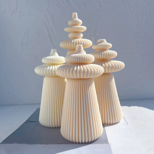 Cylindrical Striped Pillar Candle Mold