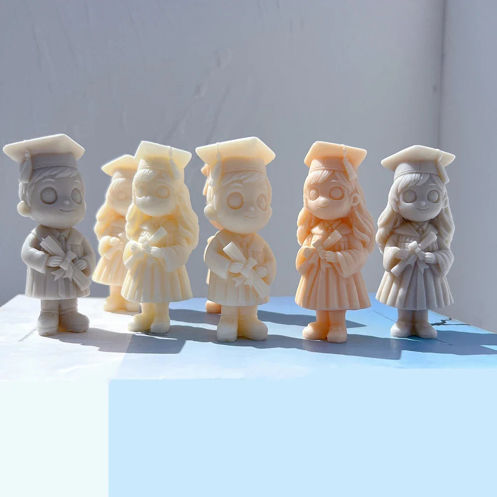 Graduation Girl & Boy Figurine Candle Mold