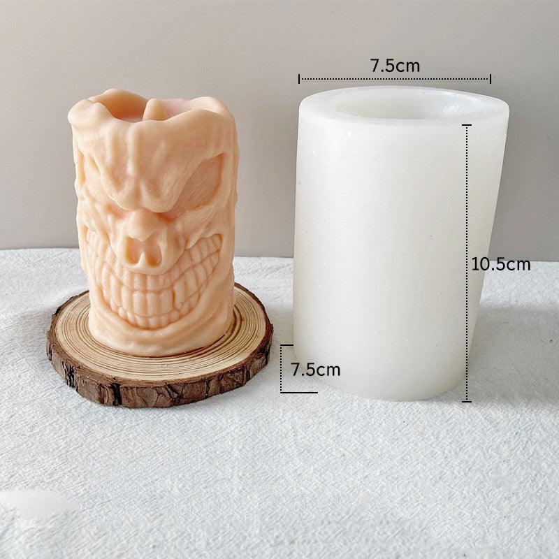 3D Devil Face Skull Cylindrical Candle Mold