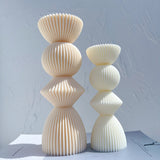 Ribbed Geometric Stack Candle Mold