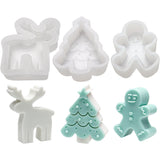 Christmas Silicone Candle Molds - Gingerbread Man Elk Christmas Tree 