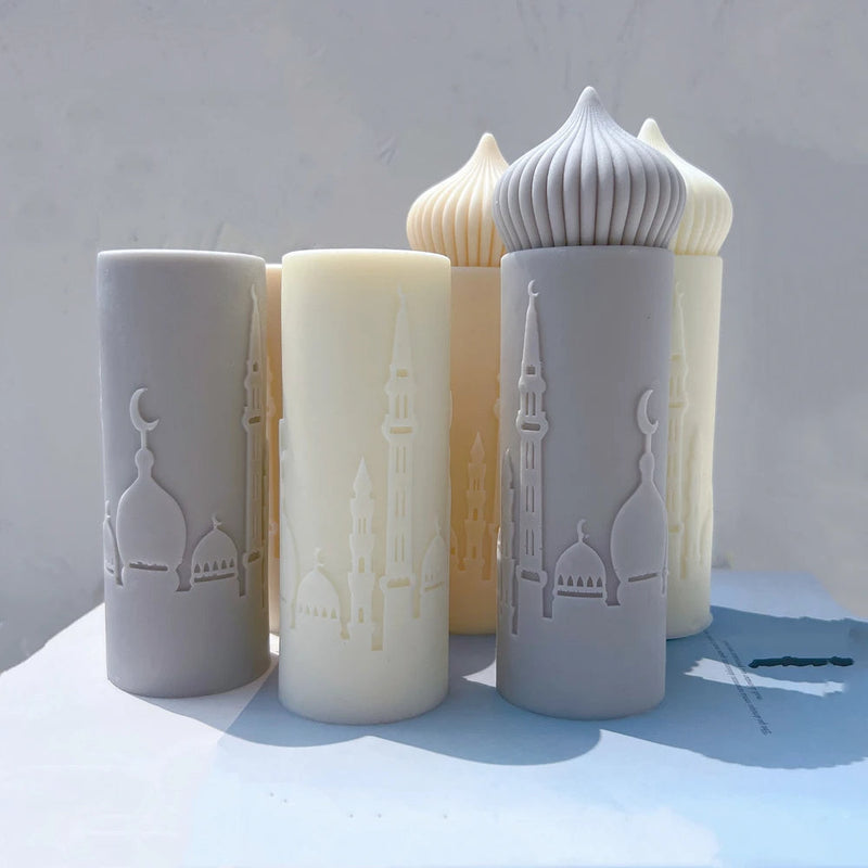 Islamic Mosque Silhouette Ramadan Pillar Candle Silicone Mold