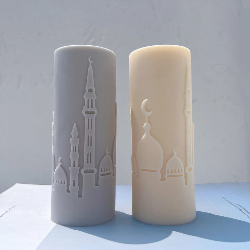 Islamic Mosque Silhouette Ramadan Pillar Candle Silicone Mold