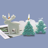 Christmas Silicone Candle Molds - Gingerbread Man Elk Christmas Tree 