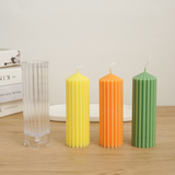 Striped Cylindrical Acrylic Candle Mold