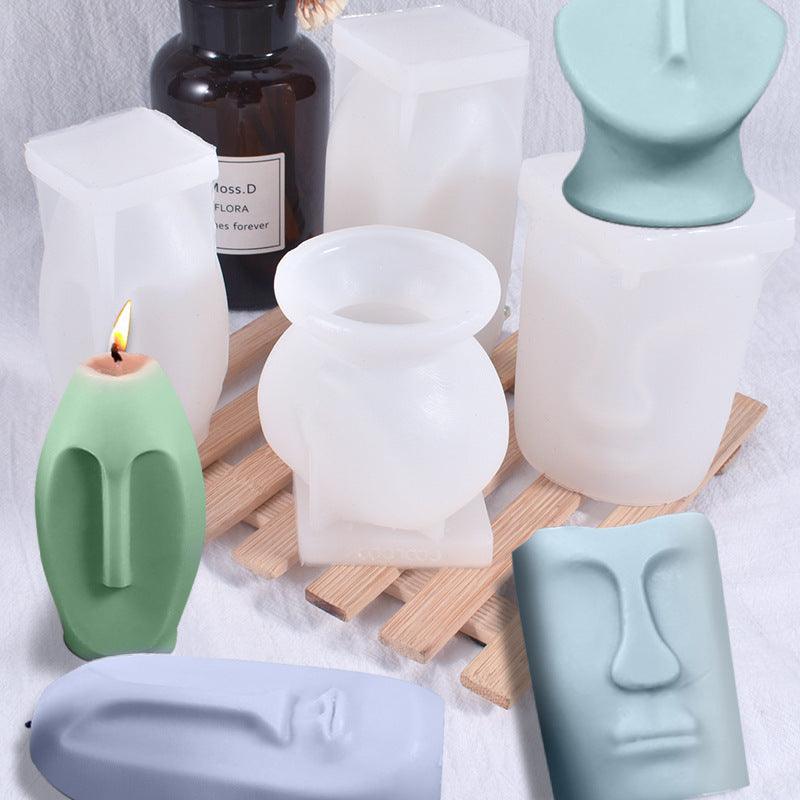 Abstract Human Face Silicone Candle Mold Candles molds