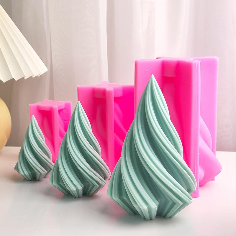 Cone Candle Mold DIY Christmas Tree Geometric Striped Aromatherapy Candle Mold Décor Gift Candles molds