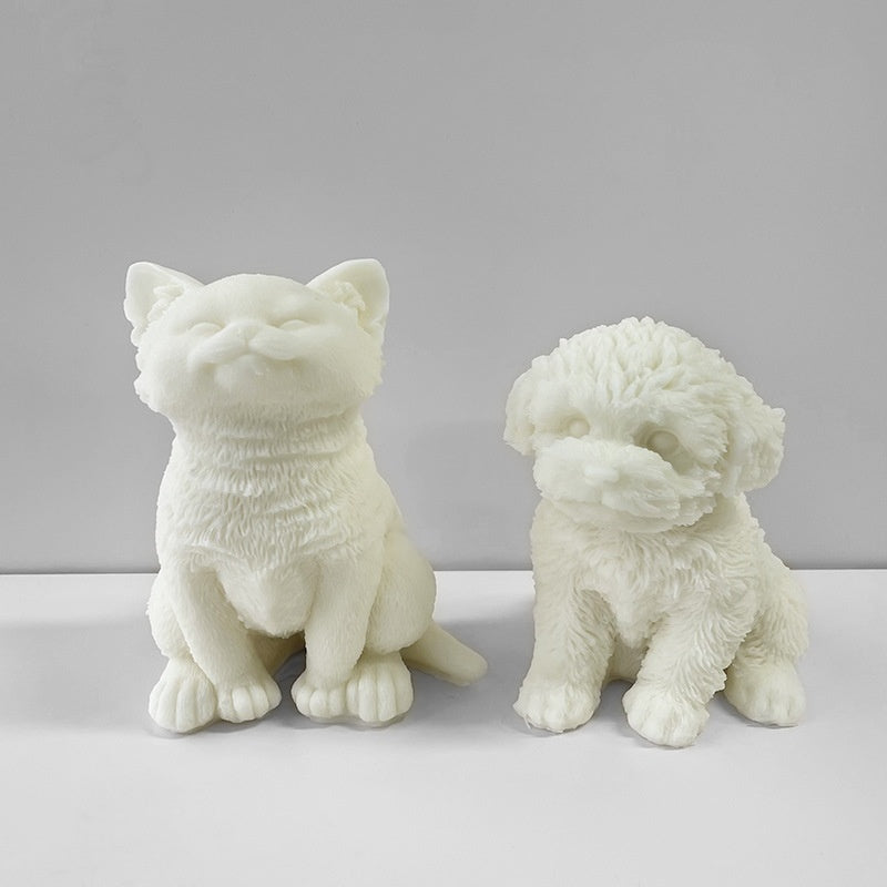 Craft Heartwarming Candles with Large Sitting Cat and Puppy Mold | Buy Now! Candles molds