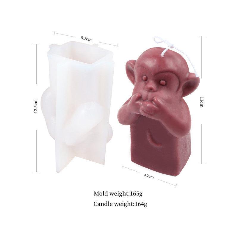 Creative Silicone Animal Shy Monkey Candle Mold Candles molds