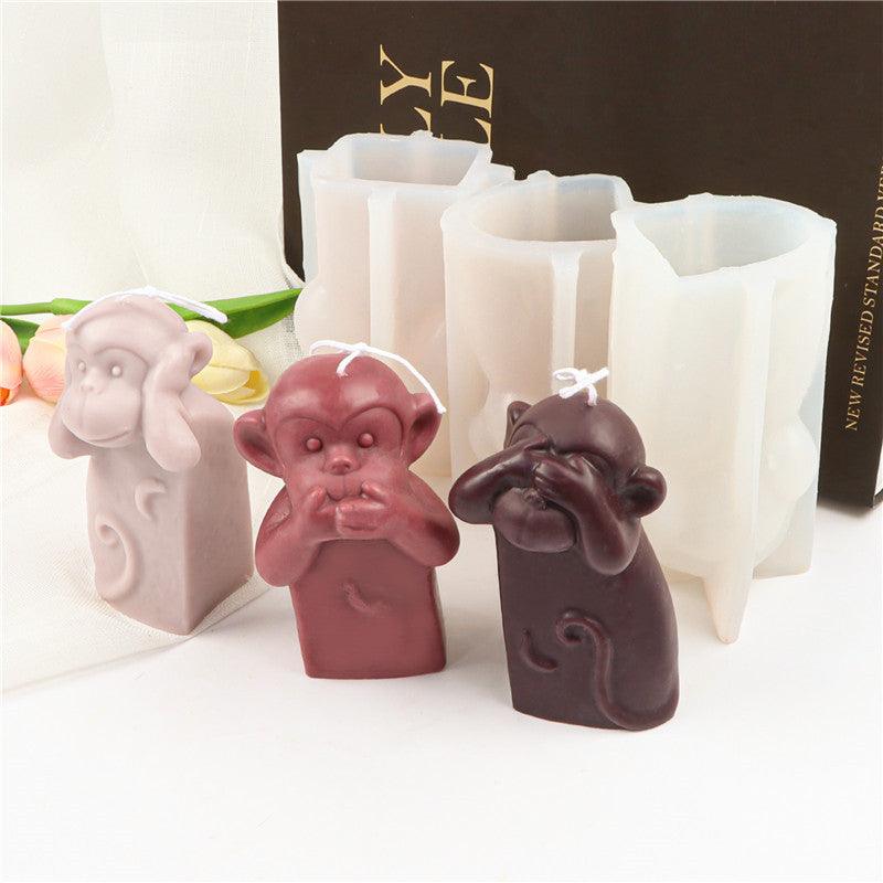 Creative Silicone Animal Shy Monkey Candle Mold Candles molds