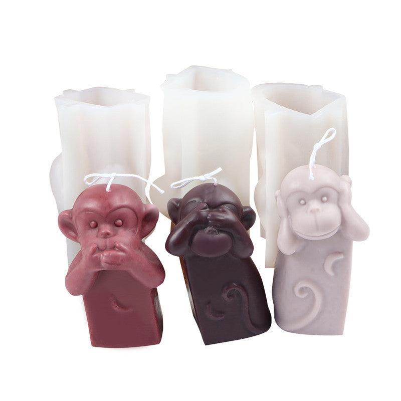 Creative Silicone Animal Shy Monkey Candle Mold Candles molds