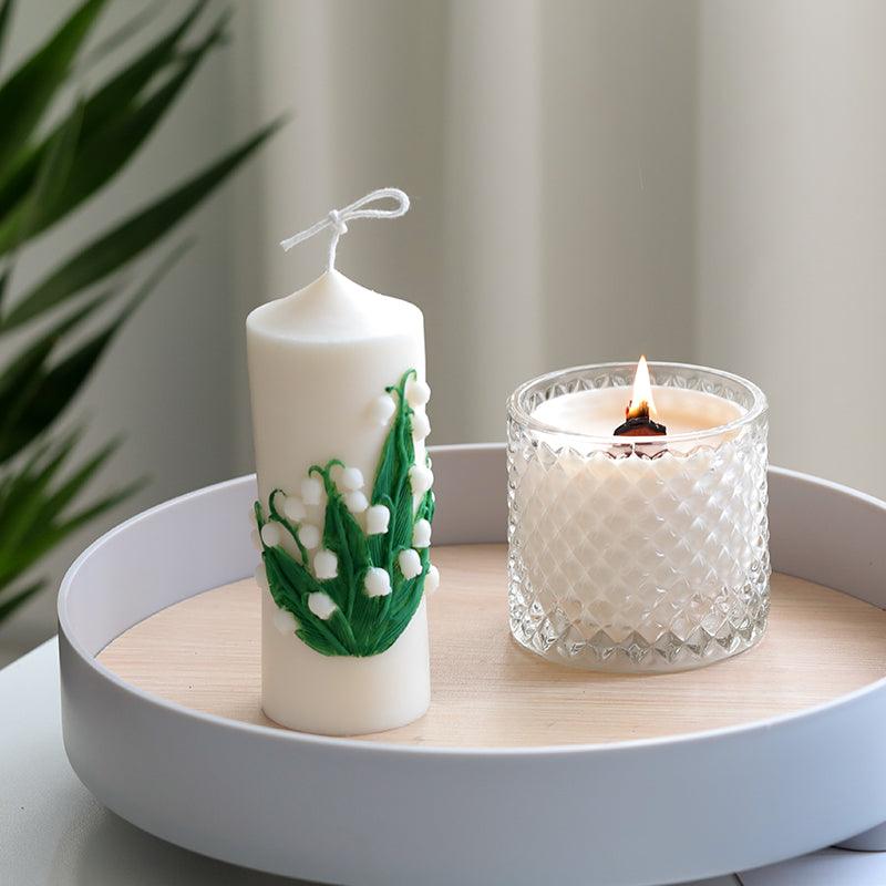 Cylinder Flower Carving Scented Candle Mold - Lily of the Valley Candles molds