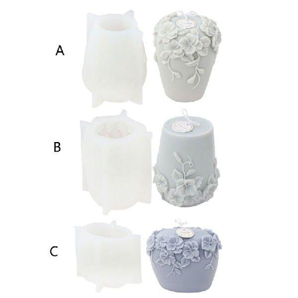 Floral Cylinder Silicone Candle Molds Candles molds