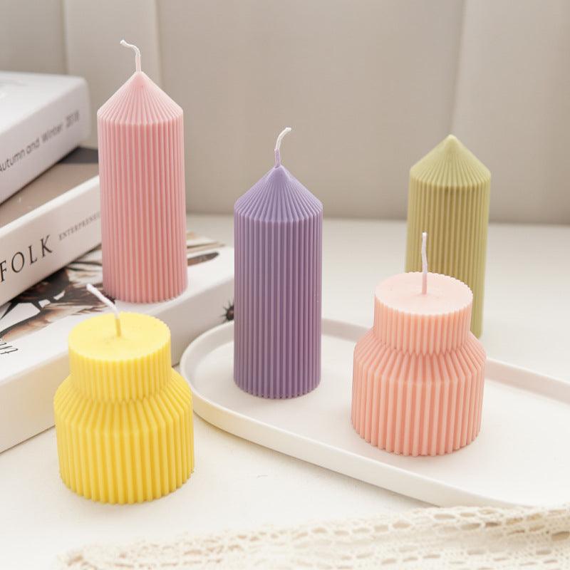 Geometric Pinstripe Apex Candle Plastic Mold Candles molds