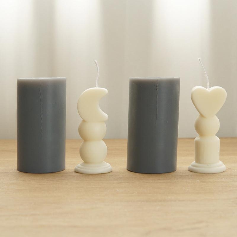 Heart and Moon Pillars Aromatherapy Candle Silicone Mold Candles molds