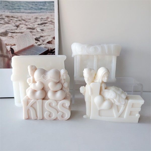 Love is in the Air: Heart Kiss Valentine's Day Candle Mold Candles molds