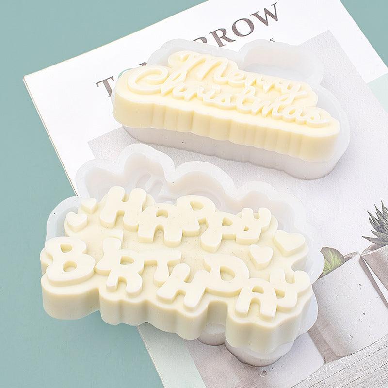 Merry Christmas & Happy Birthday Silicone Candle Mold Aromatherapy Candles molds