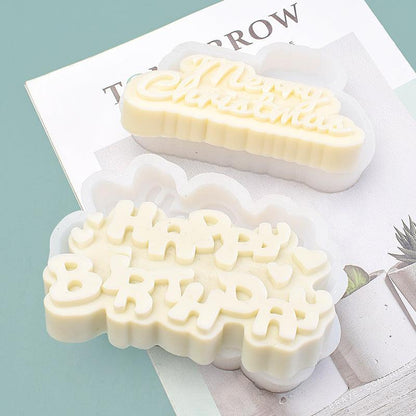 Merry Christmas & Happy Birthday Silicone Candle Mold Aromatherapy Candles molds