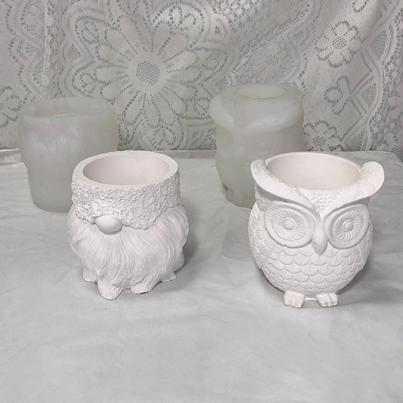 Owl Flower pot Silicone Mold Candles molds