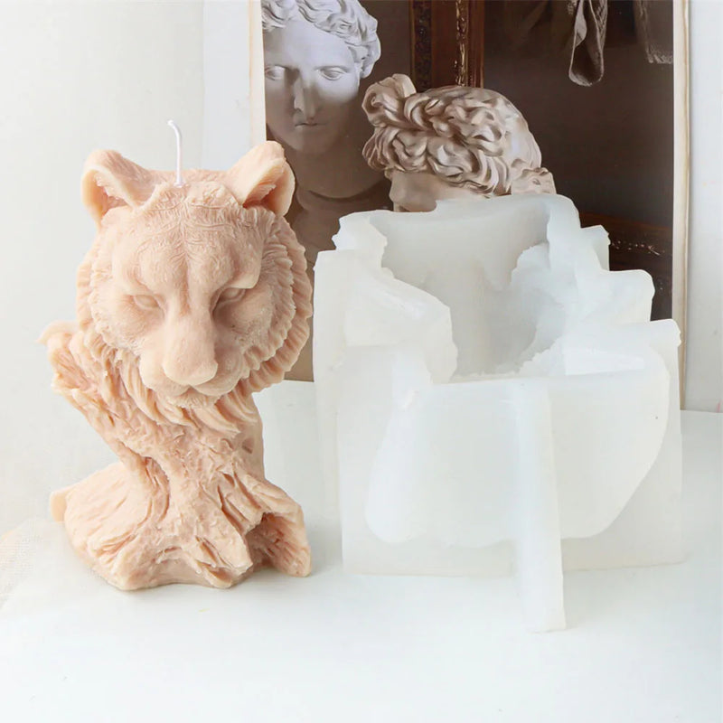 Tiger Head Tree Stump Silicone Candle Mold