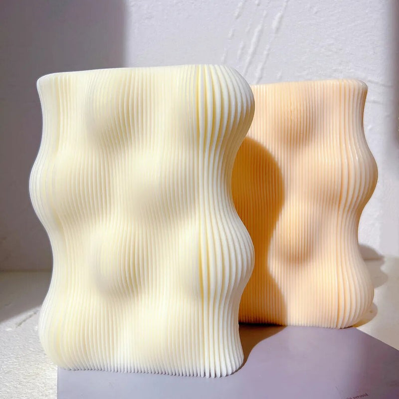 Wave Twirl Rectangle Ribbed Candle Molds